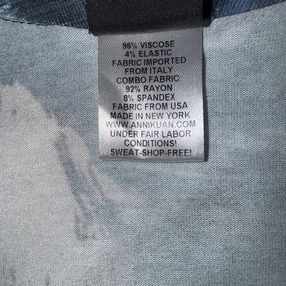 Anni Kuan Medium Ocean Jersey Dress Medium Abstract Art Draped Cowl Sleeveless - Picture 6 of 10